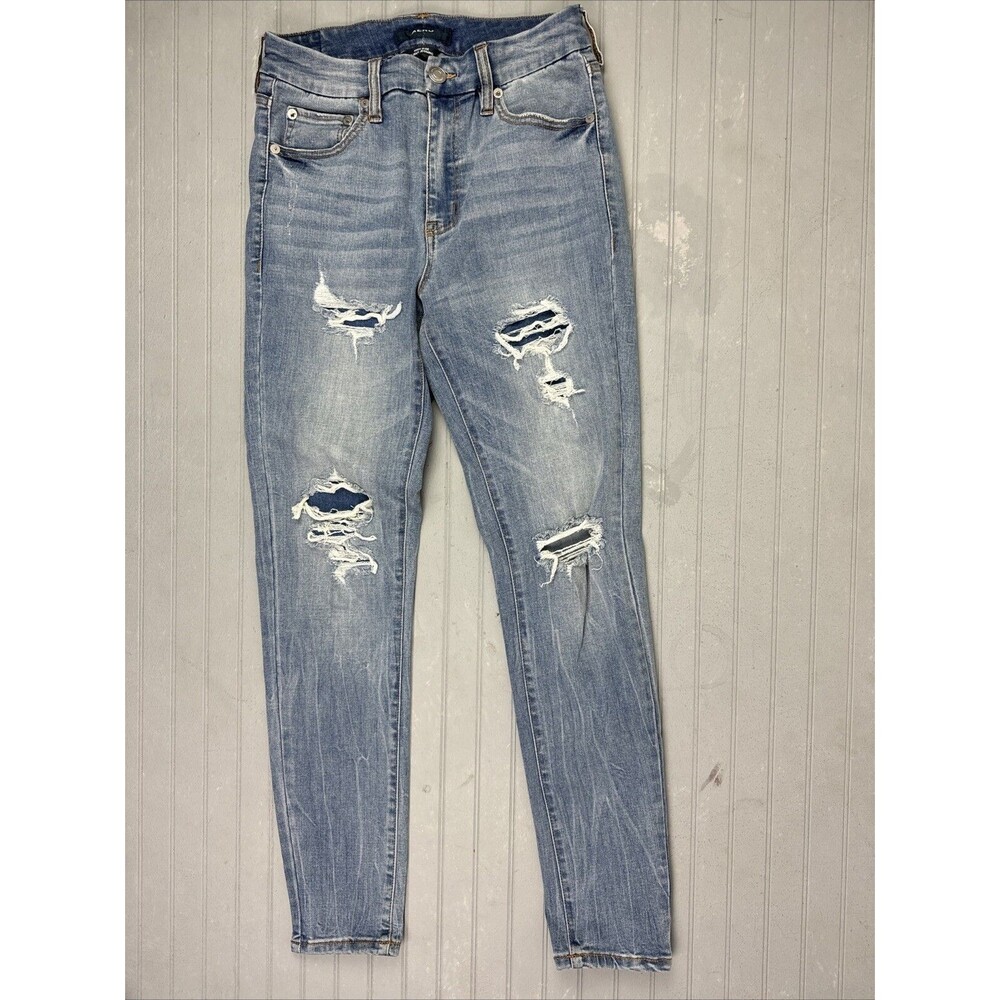 Aero Size 6 Womens Jeans Curvy Jegging Mid Rise Skinny Distress Light Wash